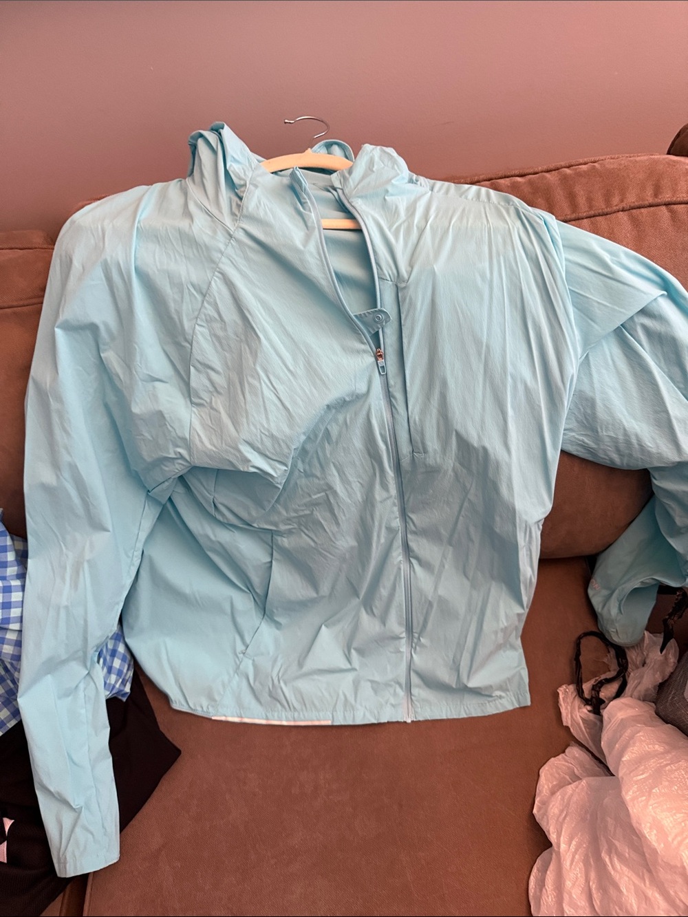 lululemon athletica Light Blue Men's Rain Jacket with Hood